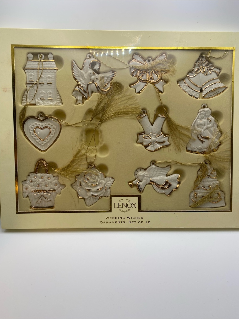 Lenox White and Gold Wedding Ornament Set of 11 Porcelain Décor